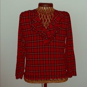 Ruffle v neck long sleeve shirt